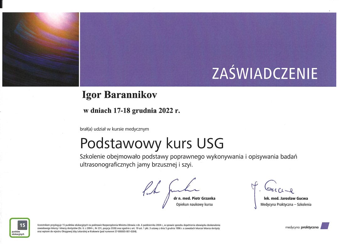 Podstawowy kurs USG Igor Barannikov
